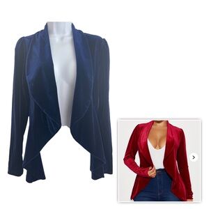 Fashion Nova Velvet Blazer blue women’s size M